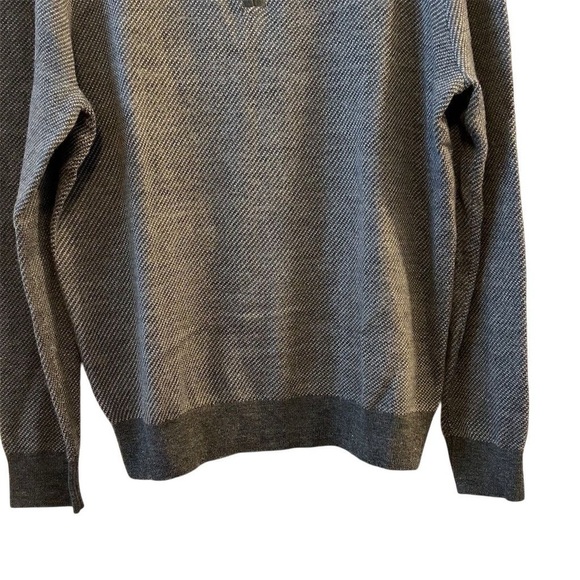 Toscano Men's Gray Wool Blend Quarter-Zip Pullover Sweater Size L Casual Knit - Picture 5 of 12